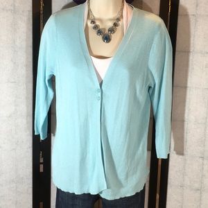 August Silk blue button front cardigan